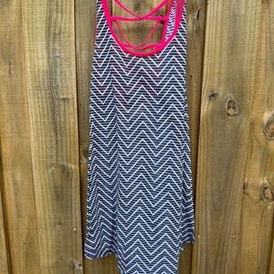 Black and White Chevron Bathing Suit Cover up with Pink Straps